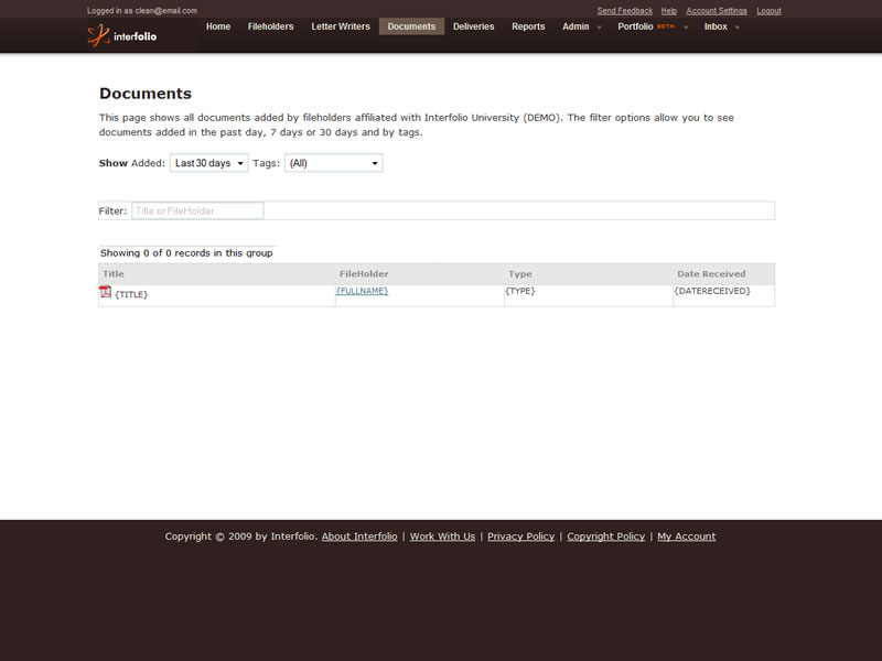 View Documents Screen